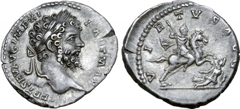 Septimius Severus AR Denarius. Rome, AD 198-200. [L] SEPT SEV AVG IMP XI PART MA...