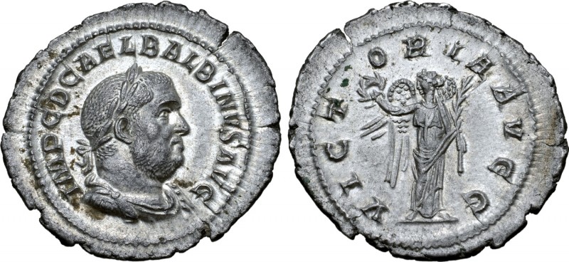 Balbinus AR Denarius. Rome, AD 238. IMP C D CAEL BALBINVS AVG, laureate, draped ...