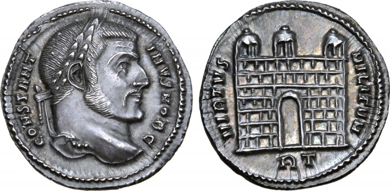 Constantine I, as Caesar, AR Argenteus. Rome, AD 306/7. CONSTANTINVS NOB C, laur...