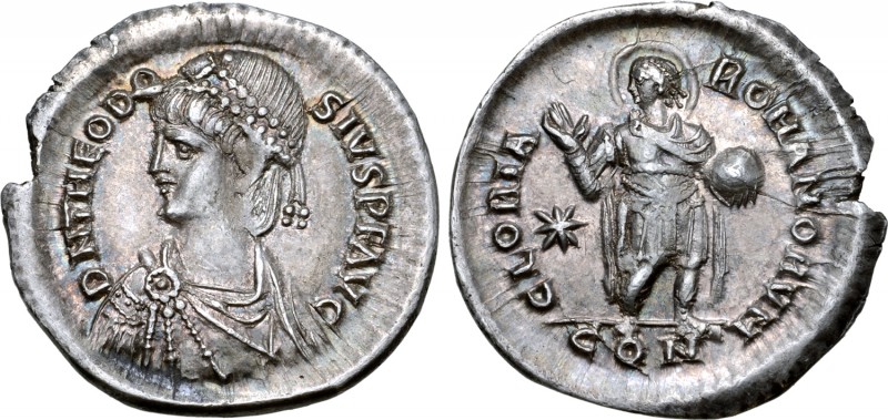 Theodosius II AR Light Miliarense. Constantinople, AD 408-420. D N THEODOSIVS P ...