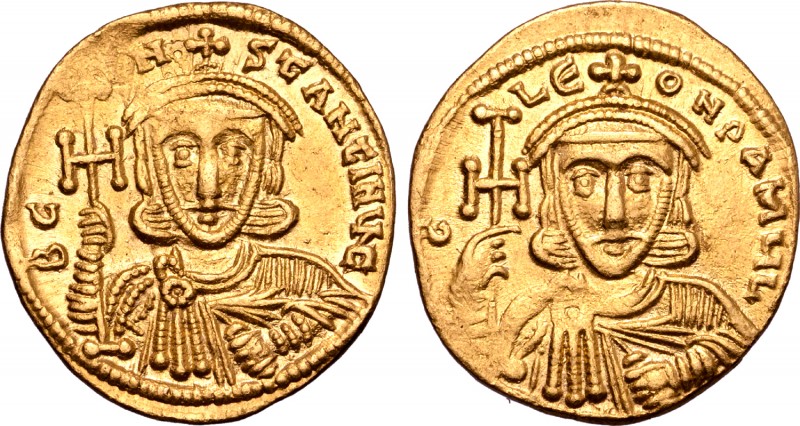 Constantine V Copronymus, with Leo IV, AV Solidus. Constantinople, AD 741-751. B...
