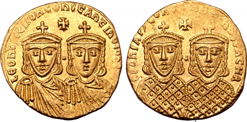 Leo IV the Khazar, with Constantine VI, Leo III, and Constantine V AV Solidus. C...
