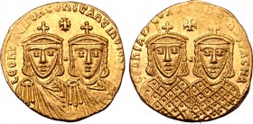 Leo IV the Khazar, with Constantine VI, Leo III, and Constantine V AV Solidus.