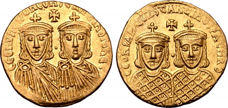 Leo IV the Khazar, with Constantine VI, Leo III, and Constantine V, AV Solidus. ...