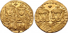 Constantine VI, with Leo III, Constantine V, and Leo IV, AV Solidus.