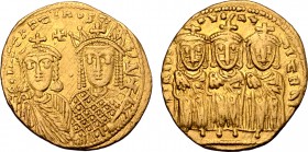 Constantine VI and Irene, with Leo III, Constantine V, and Leo IV, AV Solidus.