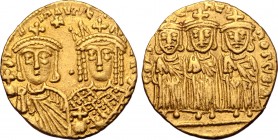 Constantine VI and Irene, with Leo III, Constantine V, and Leo IV, AV Solidus.