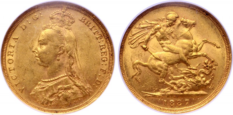 Australia, Victoria (1837-1901) AV Sovereign. Jubilee coinage. Sydney, 1887 S. D...