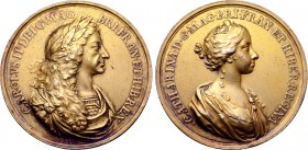 Great Britain, Charles II, with Catherine of Braganza, Gilt AR Medal.