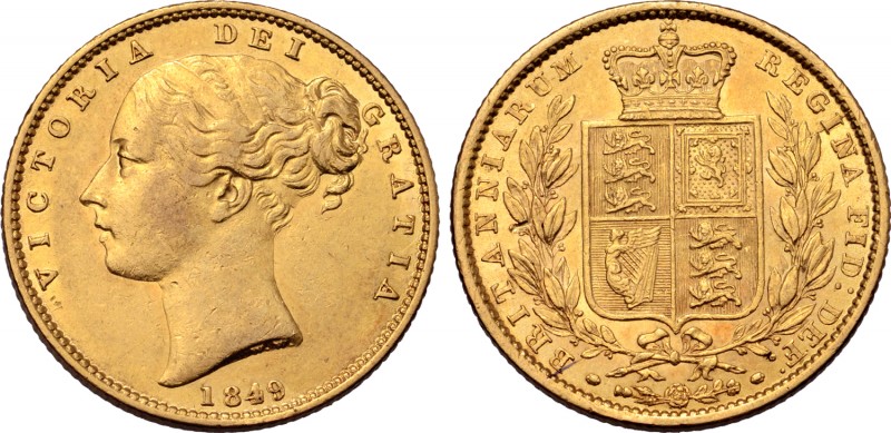 Great Britain, Victoria (1837-1901) AV Sovereign. London, 1849. Dies by William ...