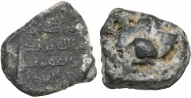 UMAYYAD, YAZID II (101-105h). Lead seal, undated. Obverse: In four lines: bismillah amr | ‘Abd Allah Yazid | amir al-mu’minin | bi’l-‘adil . Weight: 1...