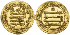 ABBASID, AL-MUSTA‘IN (248-251h).  Dinar, Arminiya 249h. Obverse: In field: citing the caliphal heir al-‘Abbas bin | amir al-mu’minin.  Weight: 4.23g. ...