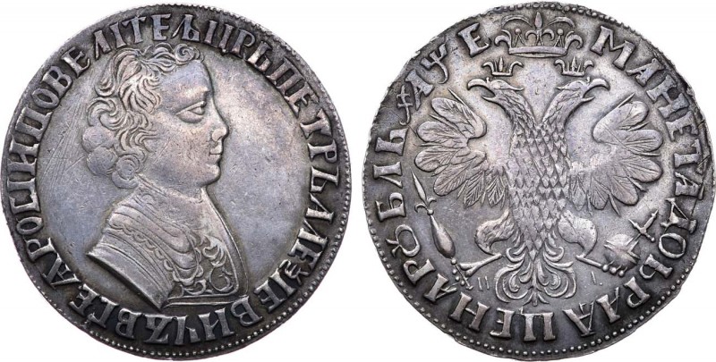 1 рубль 1705 года. МД. 1 Rouble 1705

 Серебро. 27,47г. Кадашевский монетный д...