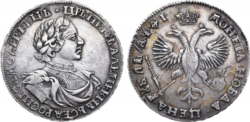1 рубль 1719 года. ОК. 1 Rouble 1719

 Серебро. 27,45г. Красный монетный двор....