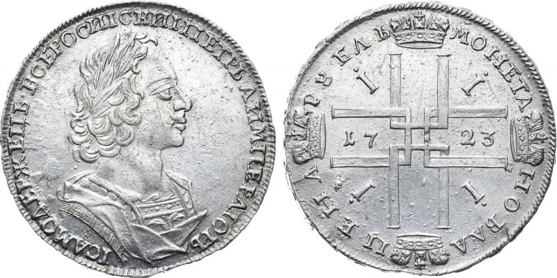 1 рубль 1723 года. 1 Rouble 1723

 Серебро. 27,25г. Красный монетный двор. Пор...