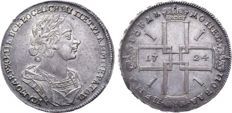 1 рубль 1724 года. РУБАЬ. 1 Rouble 1724

 Серебро. 27,47г. Красный монетный дв...