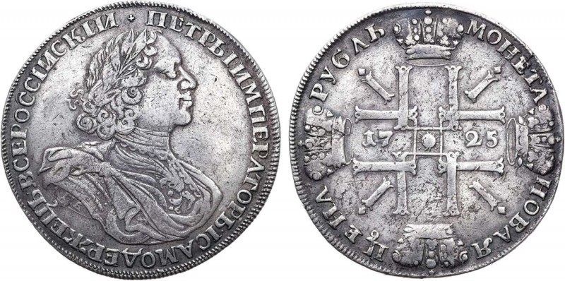 1 рубль 1725 года. СПБ. 1 Rouble 1725

 Серебро. 27,70г. Санкт-Петербургский м...