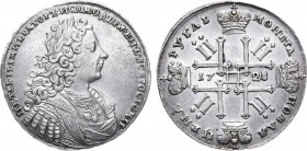 1 рубль 1728 года. 1 Rouble 1728

 Серебро. 27,83г. Кадашевский монетный двор. Портрет образца 1728 года. Аверс: "ПЕТР•II•...", звезда на груди, оре...