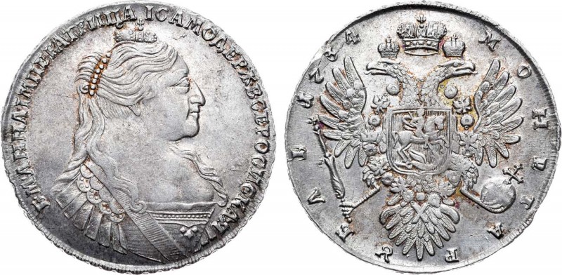 1 рубль 1734 года. 1 Rouble 1734

 Серебро. 25,50г. Кадашевский монетный двор....