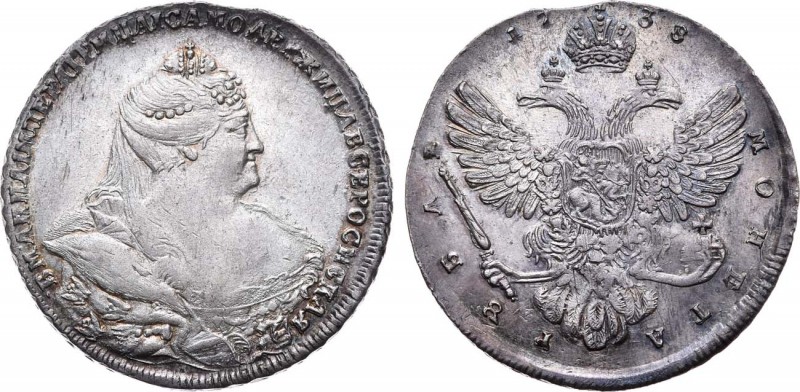 1 рубль 1738 года. Без букв. 1 Rouble 1738

 Серебро. 26,09г. Санкт-Петербургс...