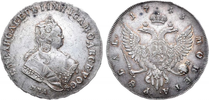 1 рубль 1743 года. ММД. 1 Rouble 1743

 Серебро. 25,43г. Красный монетный двор...