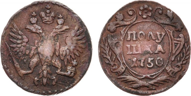 Полушка 1750 года. Polushka 1750

 Медь. 3,17г. Екатеринбургский монетный двор...