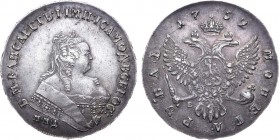 1 рубль 1752 года. ММД-Е. 1 Rouble 1752

 Серебро. 26,35г. Красный монетный двор. Уздеников 0845. Биткин 125. 3 рубля 50 копеек по Петрову. Дьяков 7...