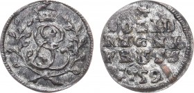 Солид 1759 года. Solid 1759

 Серебро. 0,71г. Для Пруссии. Кенигсбергский монетный двор. Аверс: малая корона. Реверс: цифры даты большие. Уздеников ...