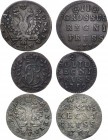 Сборный лот из 3 монет.

 Серебро. Кенигсбергский монетный двор. 2 Гроша 1759 года. 13,42 г. 18 мм. Уздеников 4878 , Дьяков 160, 661(R1), Биткин 764...