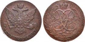 5 копеек 1762 года. Без букв. 5 Kopecks 1762

 Медь. 51,24г. Екатеринбургский монетный двор. Уздеников 2624. Биткин 442(R). Дьяков 146, 583. Brekke ...
