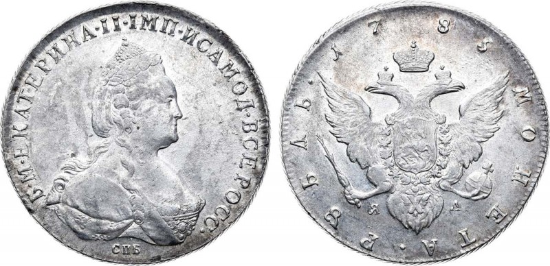 1 рубль 1785 года. СПБ-ТI-ЯА. 1 Rouble 1785

 Серебро. 24,49г. Уздеников 1152....