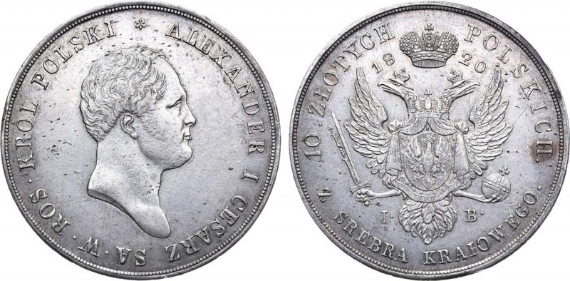 10 злотых 1820 года. IB. 10 Zloty 1820

 Серебро. 30,98г. Для Польши. Варшавск...