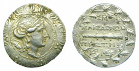 Macedonia - Anfípolis (158-140 aC). Tetradracma. Cabeza de Artemisa y escudo macedonio. S 1386. 17,0 g. Ar.
mbc-/mbc