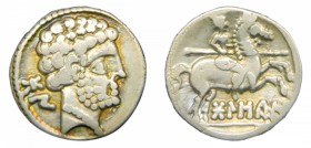 HISPANIA ANTIGUA Iberia - Bolscan (Huesca) (siglos II-I aC). Denario. ACIP 1417. 3,8 g. Ar.
mbc