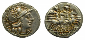 ROMA República - Cn. Lucretius Trio (136 aC). Denario. (RSC Lucretia 1; Sear 114). 4,0 g.
ebc+