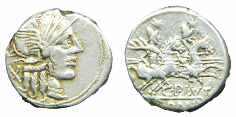 ROMA República - C. Plutius (121 aC). Denario. (RSC Plutia 1; Sear 153). 3,8 g. ...
