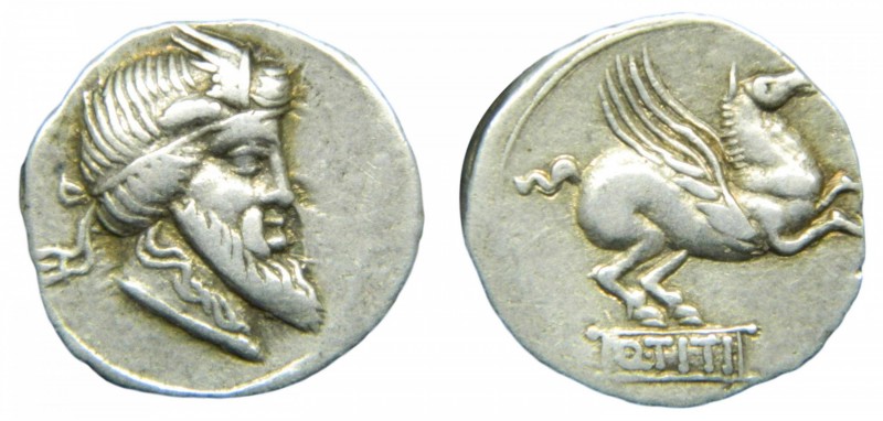 ROMA República - Q. Titius (90 aC). Denario. (RSC Titia 1; Sear 238). 3,9 g.
mb...
