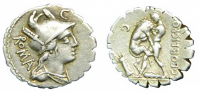 ROMA República - C. Poblicius Q. (80 aC). Denario serratus. (RSC Poblicia 9; Sear 308). 4,0 g.
ebc