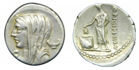 ROMA República - L. Cassius Longinus (63 aC). Denario. (RSC Cassia 10; RSC 364). 3,8 g. Reverso descentrado.
(mbc+)