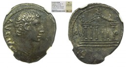 ROMA Imperio - Augusto (27 aC-14 dC) Denario. a/ AVGVSTVS. r/ IOVI - OL[...]. Templo de Júpiter Olímpico (RSC 182; S 1614; RIC 472). 3,77 g. Encapsula...