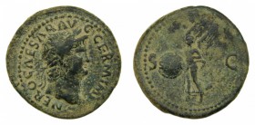 ROMA Imperio - Nerón (54-68 dC) As. a/ NERO CAESAR AVG GERM IMP. r/ S C. - Victoria sosteniendo globo con inscripción SPQR. (RIC 312; Sear 1976). 11,4...