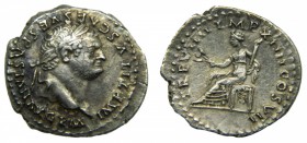 ROMA Imperio - Tito (79-81 dC). Denario. a/ IMP TITVS CAES VESPASIAN AVG P M. r/ TR P VIIII IMP XIIII COS VII - Ceres sentada. (RIC 6 - R2). Reverso r...