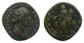 ROMA Imperio - Faustina Junior, esposa de Marco Aurelio (161-175 dC). As. a/ FAVSTINA AVGVSTA. r/ AVGVSTI PII FEL - S C - Concordia (RIC 1390). Buen r...
