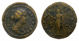 ROMA Imperio - Faustina Junior, esposa de Marco Aurelio (161-175 dC). As. a/ FAVSTINA AVGVSTA. r/ DIANA LVCIF - S C (RIC 1629; Sear 5293). 12,9 g.
mb...