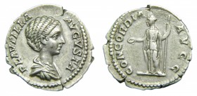 ROMA Imperio - Plautilla, esposa de Caracalla (196-217 dC). Denario. a/ PLAVTILLA AVGVSTA. CONCORDIA AVGG (RIC 363; Sear 7065). 3,4 g. Muy bella.
ebc