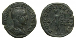 ROMA Imperio - Máximo, césar de Maximino I (235-238 dC) As. a/ C IVL VERVS MAXIMVS CAES. r/ PRINCIPI IVVENTVTIS - S C (RIC 10b). 12,8 g. Escasa.
mbc+...