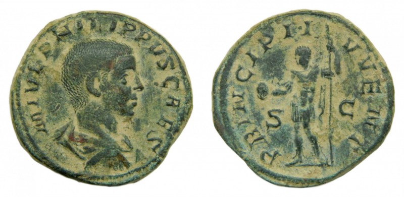 ROMA Imperio - Filipo II, césar de Filipo I (247-249 dC) Sestercio. a/ M IVL PHI...