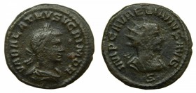 ROMA Imperio - Vabalato, rey de Palmira bajo Aureliano (271-272 dC). Antoniniano. Antioquía. a/ VABALATHVS V C R I M D R. r/ IMP C AVRELIANVS AVG. (RI...
