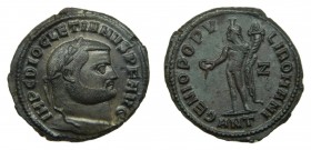 ROMA Imperio - Diocleciano (284-305 dC). Follis. Antioquía. a/ IMP C DIOCLETIANVS P F AVG. r/ GENIO POPVLI ROMANI (RIC 46). 10,1 g. 
ebc+