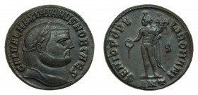 ROMA Imperio - Galerio, césar de Diocleciano (284-305 dC). Follis. Antioquía. a/ GAL VAL MAXIMIANVS NOB CAES. r/ GENIO POPVLI ROMANI (RIC 53b). 10,8 g...